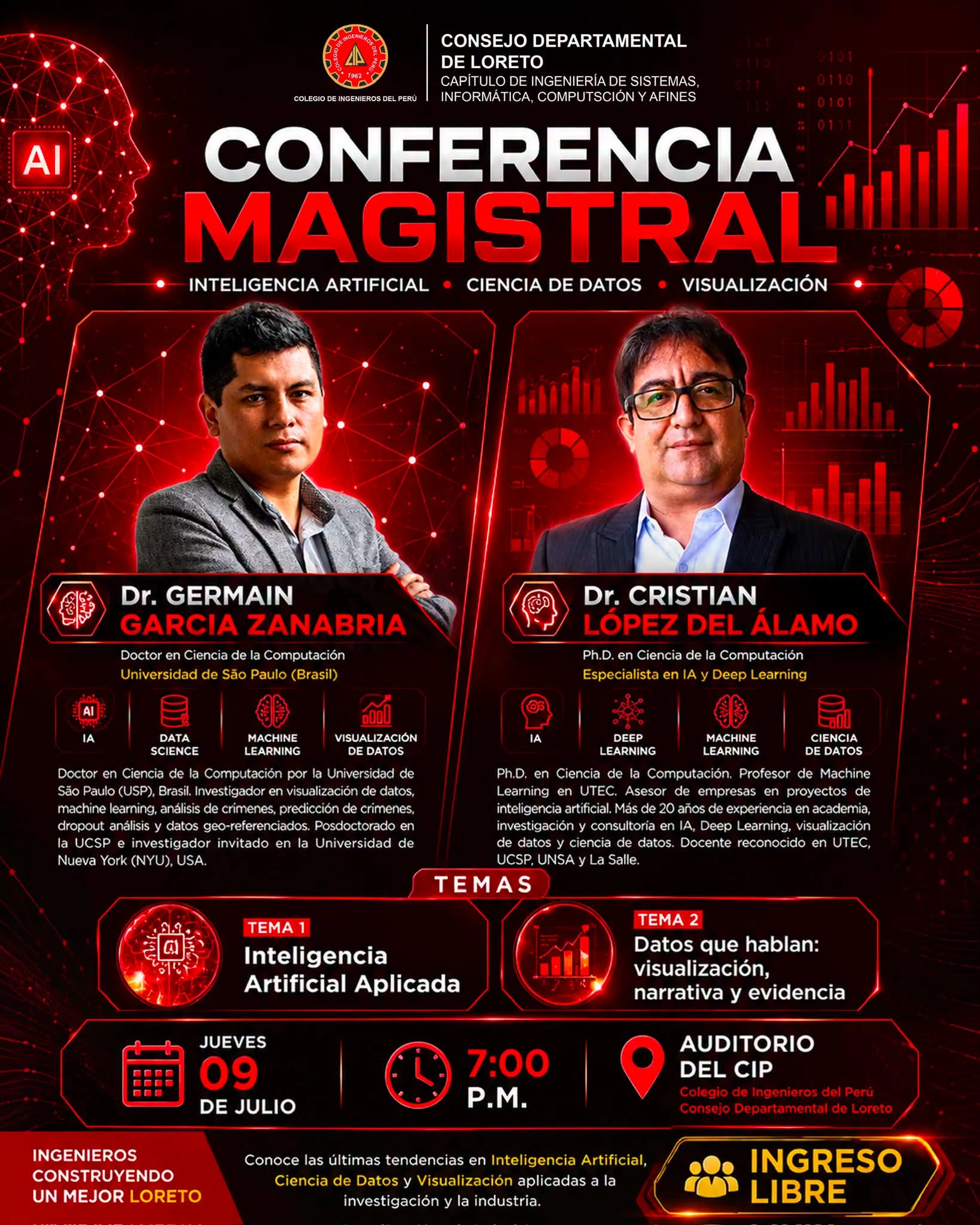 🚀🧠 𝗖𝗢𝗡𝗙𝗘𝗥𝗘𝗡𝗖𝗜𝗔 𝗠𝗔𝗚𝗜𝗦𝗧𝗥𝗔𝗟: 𝗜𝗡𝗧𝗘𝗟𝗜𝗚𝗘𝗡𝗖𝗜𝗔 𝗔𝗥𝗧𝗜𝗙𝗜𝗖𝗜𝗔𝗟, 𝗖𝗜𝗘𝗡𝗖𝗜𝗔 𝗗𝗘 𝗗𝗔𝗧𝗢𝗦 𝗬 𝗩𝗜𝗦𝗨𝗔𝗟𝗜𝗭𝗔𝗖𝗜𝗢́𝗡 📊💡