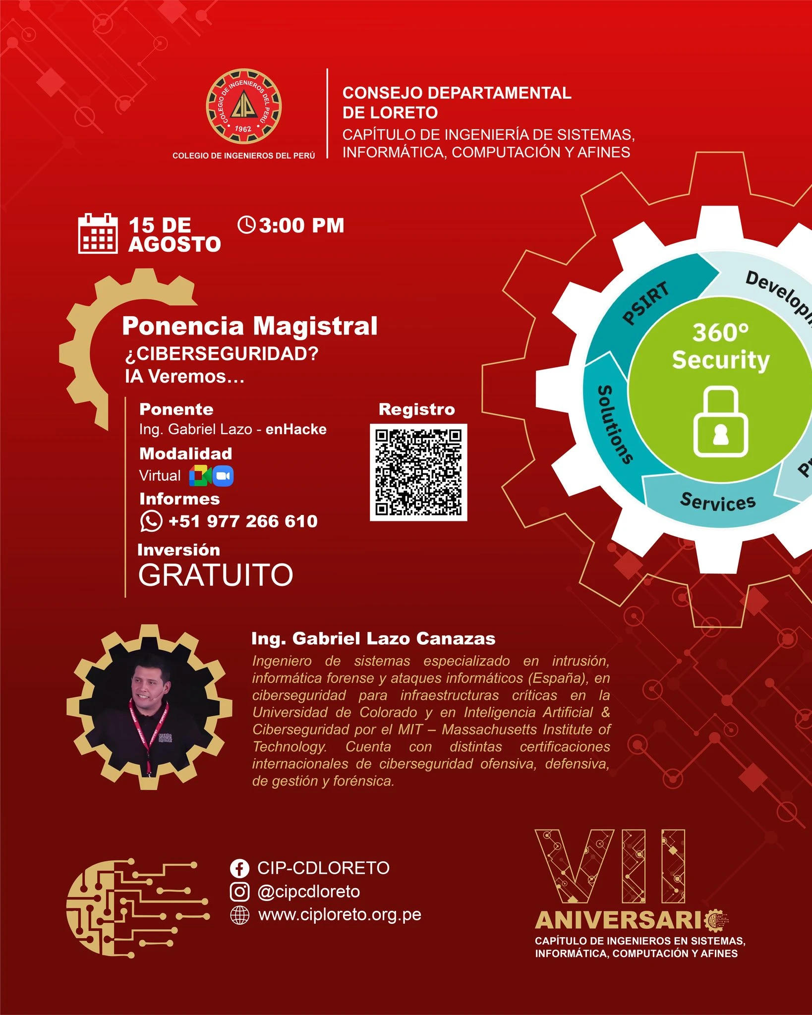 🔐 𝗣𝗢𝗡𝗘𝗡𝗖𝗜𝗔 𝗠𝗔𝗚𝗜𝗦𝗧𝗥𝗔𝗟 | 𝗖𝗜𝗕𝗘𝗥𝗦𝗘𝗚𝗨𝗥𝗜𝗗𝗔𝗗 𝗘 𝗜𝗡𝗧𝗘𝗟𝗜𝗚𝗘𝗡𝗖𝗜𝗔 𝗔𝗥𝗧𝗜𝗙𝗜𝗖𝗜𝗔𝗟 📌 𝗘𝗻 𝗲𝗹 𝗺𝗮𝗿𝗰𝗼 𝗱𝗲𝗹 𝗮𝗻𝗶𝘃𝗲𝗿𝘀𝗮𝗿𝗶𝗼 𝗱𝗲𝗹 𝗖𝗮𝗽𝗶́𝘁𝘂𝗹𝗼 𝗱𝗲 𝗜𝗻𝗴𝗲𝗻𝗶𝗲𝗿𝗶́𝗮 𝗲𝗻 𝗦𝗶𝘀𝘁𝗲𝗺𝗮𝘀, 𝗜𝗻𝗳𝗼𝗿𝗺𝗮́𝘁𝗶𝗰𝗮, 𝗖𝗼𝗺𝗽𝘂𝘁𝗮𝗰𝗶𝗼́𝗻 𝘆 𝗔𝗳𝗶𝗻𝗲𝘀