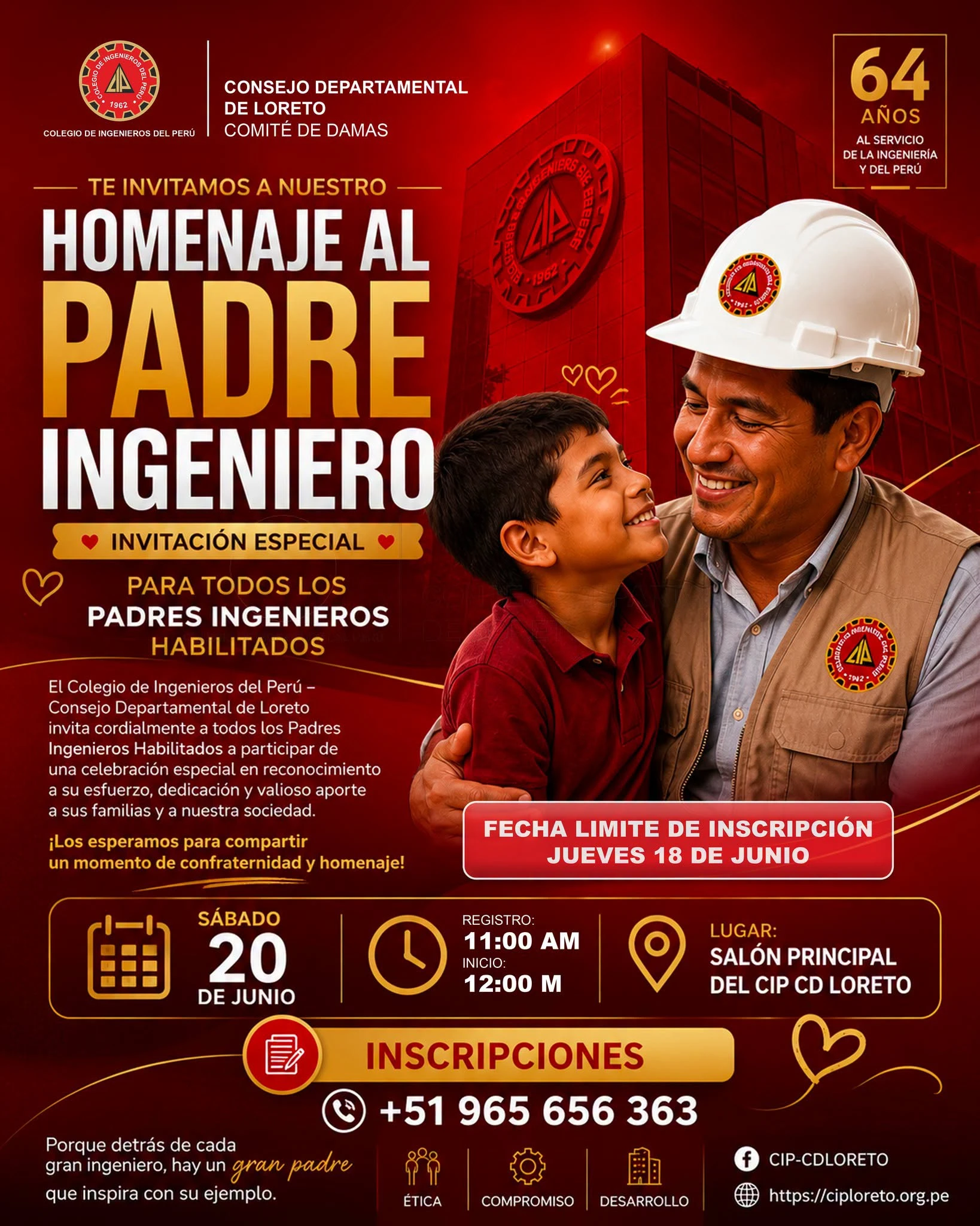 👷‍♂️❤️ 𝗛𝗢𝗠𝗘𝗡𝗔𝗝𝗘 𝗔𝗟 𝗣𝗔𝗗𝗥𝗘 𝗜𝗡𝗚𝗘𝗡𝗜𝗘𝗥𝗢 | 𝗜𝗡𝗩𝗜𝗧𝗔𝗖𝗜𝗢́𝗡 𝗘𝗦𝗣𝗘𝗖𝗜𝗔𝗟