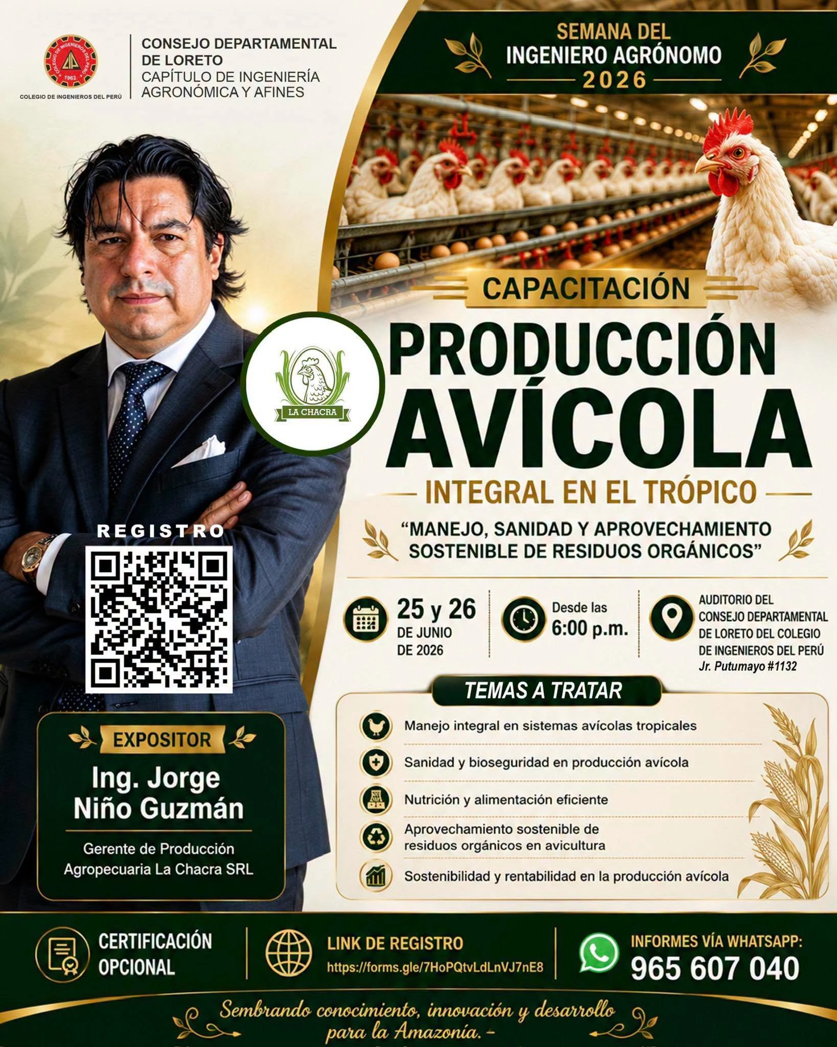 📢🐔 𝗖𝗔𝗣𝗔𝗖𝗜𝗧𝗔𝗖𝗜𝗢́𝗡 𝗘𝗦𝗣𝗘𝗖𝗜𝗔𝗟𝗜𝗭𝗔𝗗𝗔 𝗘𝗡 𝗣𝗥𝗢𝗗𝗨𝗖𝗖𝗜𝗢́𝗡 𝗔𝗩𝗜́𝗖𝗢𝗟𝗔 𝗜𝗡𝗧𝗘𝗚𝗥𝗔𝗟 𝗘𝗡 𝗘𝗟 𝗧𝗥𝗢́𝗣𝗜𝗖𝗢 🌱