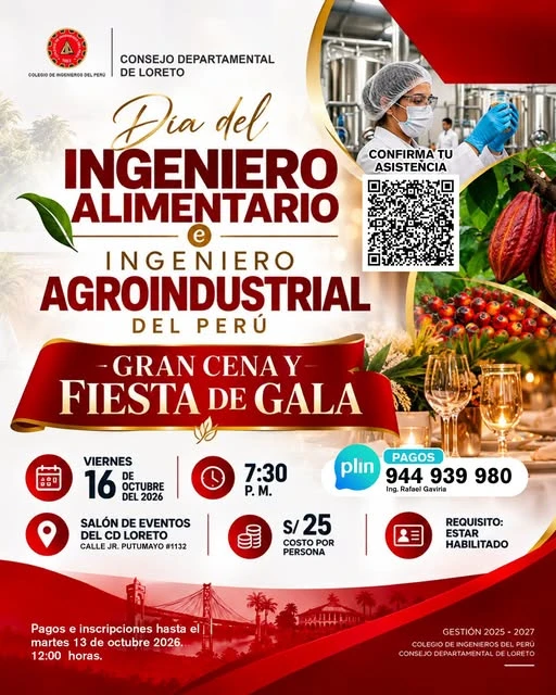 🎉 𝗚𝗥𝗔𝗡 𝗖𝗘𝗡𝗔 𝗬 𝗙𝗜𝗘𝗦𝗧𝗔 𝗗𝗘 𝗚𝗔𝗟𝗔 | 𝗗𝗜́𝗔 𝗗𝗘𝗟 𝗜𝗡𝗚𝗘𝗡𝗜𝗘𝗥𝗢 𝗔𝗟𝗜𝗠𝗘𝗡𝗧𝗔𝗥𝗜𝗢 𝗘 𝗜𝗡𝗚𝗘𝗡𝗜𝗘𝗥𝗢 𝗔𝗚𝗥𝗢𝗜𝗡𝗗𝗨𝗦𝗧𝗥𝗜𝗔𝗟 𝗗𝗘𝗟 𝗣𝗘𝗥𝗨́ 🎓✨