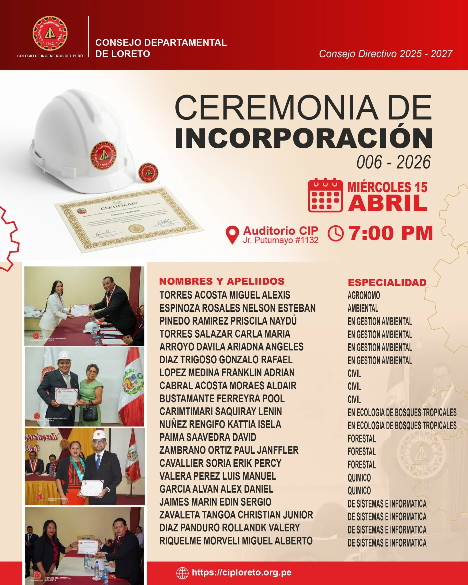 🎓🔰 𝗖𝗘𝗥𝗘𝗠𝗢𝗡𝗜𝗔 𝗗𝗘 𝗜𝗡𝗖𝗢𝗥𝗣𝗢𝗥𝗔𝗖𝗜𝗢́𝗡 𝟬𝟬𝟲 – 𝟮𝟬𝟮𝟲