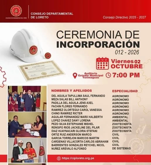 𝗖𝗘𝗥𝗘𝗠𝗢𝗡𝗜𝗔 𝗗𝗘 𝗜𝗡𝗖𝗢𝗥𝗣𝗢𝗥𝗔𝗖𝗜𝗢́𝗡 𝟬𝟭𝟮-𝟮𝟬𝟮𝟲 | 𝗖𝗜𝗣 𝗟𝗢𝗥𝗘𝗧𝗢 – 𝗬𝗨𝗥𝗜𝗠𝗔𝗚𝗨𝗔𝗦 👷‍♀️👷‍♂️
